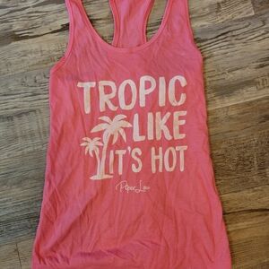 Next Level Apparel Pink Tank Top with Racerback and Tropical Print